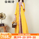 安婭詩風(fēng)衣外套女民族風(fēng)超長款棉麻單排盤扣連帽寬松外搭開衫女長袖女巫長袍 明黃色風(fēng)衣 單一碼尺寸（cm）胸圍112肩寬45袖長56衣長1