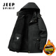 JEEP SPIRIT吉普夾克棉服外套男秋冬季男款棉衣男士加絨加厚中長(cháng)款工裝棉襖