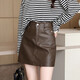 桃伊悠（taoyiyou）皮裙半身裙女士2025秋冬新款高腰氣質(zhì)a字裙防走光通勤顯瘦pu短裙 咖色 M