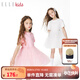 ELLE KIDS童裝 T恤網(wǎng)紗拼接連衣裙女童春夏季新款短袖公主裙子 白色 160 (S)