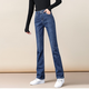 NY-RCE牛仔褲女高腰2025秋冬新款小直筒寬松褲子顯瘦長(cháng)褲加絨加厚褲子 深藍色【一?？邸俊締慰畛Ｒ幒瘛?28