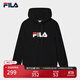 FILA斐暖科技|斐樂(lè )官方連帽衛衣2025冬新款加絨保暖針織長(cháng)袖男女同款 正黑色-BK 3XL 190/108A/XXXL