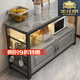 美佳朗廚房置物架巖板切菜操作臺落地家用多層置物架微波爐烤箱儲物柜子 【灰巖板+灰板】黑架-灰門(mén) 110長(cháng)40寬80高