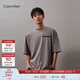Calvin Klein Jeans夏季男女情侶中性休閑ck分割印花純棉寬松短袖T恤J400212 PFR-鴿子灰 M （推薦135-150斤）