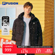 FILA FUSION斐樂(lè )潮牌男裝羽絨服2025冬季新款寬松保暖連帽外套 正黑色-BK M