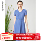 皮爾卡丹皮爾卡丹女裝都市休閑OL風(fēng)修身通勤簡(jiǎn)約氣質(zhì)連衣裙 藍色 XL 42A (建議體重65-70公斤)