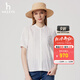 哈吉斯（HAZZYS）女裝 2025夏季新款女士立領(lǐng)鏤空花邊短袖襯衫女ATCSK1CBK51 白色WT L (165/88A 40)