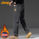 JEEP吉普牛仔褲男冬季高端寬松商務(wù)休閑褲加厚直筒褲子男尼納灰加絨32