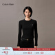 Calvin KleinJeans25秋季新款女士簡(jiǎn)約ck字母辣妹正肩羅紋打底長(cháng)袖T恤上衣 UB1-太空黑 M