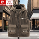 皮爾卡丹秋冬新款羊羔絨馬甲男士連帽時(shí)尚防寒外套潮流立領(lǐng)兩面穿保暖坎肩 咖啡色8113單面連帽羊羔絨馬甲 XL