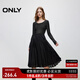 ONLY秋季時(shí)尚拼接光感中長(cháng)款百褶裙連衣裙女|124307061 H1Z 黑色 M (165) 84A
