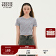 Teenie Weenie小熊女裝時(shí)尚簡(jiǎn)約春夏華夫格短袖T恤碎花滿(mǎn)印打底衫 灰色 S