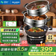 美菱 （MeiLing）電炒鍋全新升級大開(kāi)關(guān)旋鈕定時(shí)多功能電蒸鍋家用大容量鑄鐵電炒蒸煮一體炒菜電火鍋 【升級定時(shí)款】40cm雙籠（適9-14人）19L