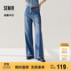 森馬[森柔牛仔]牛仔褲女毛邊闊腿褲顯腿長(cháng)顯瘦拖地褲109124124001