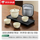 祥業(yè)汝窯旅行功夫茶具套裝戶(hù)外露營(yíng)便攜式隨身快客杯茶盤(pán)泡茶壺喝茶杯 汝窯山海手抓壺三杯4件+包+茶盤(pán)