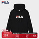 FILA斐暖科技|斐樂(lè )官方情侶款連帽衛衣2025冬季新款寬松針織長(cháng)袖上衣 正黑色-BK XL 180/100A/XL