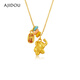 AJIDOU阿吉豆項鏈女金色小象招財納福短頸鏈新中式女士吊墜鎖骨鏈送女友