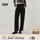 森馬（Semir）休閑褲女黑色闊腿褲顯瘦通勤氣質(zhì)2025春百搭長(cháng)褲簡(jiǎn)約109125127003