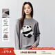 茵曼（INMAN）熊貓提花慵懶風(fēng)毛衣女2025春季寬松舒適百搭保暖針織上衣 淺灰色 M