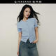 佐丹奴 【韓國明星同款】純棉絞花圓領(lǐng)短款短袖針織開(kāi)衫女05355317 04藍色 L