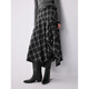 ELLE【明星同款】不規則格紋半身裙女2025冬新款新年設計感a字長(cháng)裙 黑白 【預售】 XL
