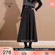 三彩【綿羊毛】2025冬季新款復古半身裙毛呢傘裙A字裙寬松長(cháng)裙S