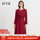 愛(ài)特愛(ài)（EITIE）精致紅玫瑰氣質(zhì)收腰長(cháng)袖連衣裙2025秋季新款紅色A字裙C2507834 龐貝紅61 L (165)