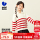 迷你巴拉【mini親子】女童毛衫軟糯條紋長(cháng)袖針織衫母女裝 白紅色調00416 110