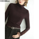COCOBELLA混搭miu系高領(lǐng)打底衫女秋冬新款內搭長(cháng)袖T恤UT3217 葡萄紅 M