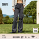 森馬（Semir）休閑褲女抓毛做舊工裝褲美式復古風(fēng)冬季松緊腰闊腿褲潮酷街頭 深灰20901 XL 170/74A