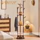 漢菲斯?。℉ONFSTIN）全實(shí)木旋轉衣帽架衣架落地臥室掛衣架家用簡(jiǎn)易置物架房間衣服架子 【銅素金枝】旋轉衣帽架-原木色