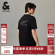 杰克·瓊斯（JACK&JONES）25年男裝短袖t恤男夏季潮流100%純棉休閑半袖T恤男士刺繡純色短袖 黑色E40 常規 黑色E40 S