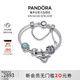 潘多拉（PANDORA）萌寵天使手鐲套裝銀白色淺藍可愛(ài)生日禮物送女友