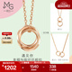周生生雙環(huán)K金項鏈 18K紅色黃金雙圓環(huán)相扣吊墜配鏈款 91873U定價(jià) 47厘米