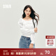 森馬（Semir）長(cháng)袖襯衫女短款白色繡花浪漫秋2025新款荷葉邊一字肩襯衣溫柔 本白10101 L
