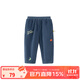papa爬爬新款兒童褲子燈芯絨男女寶寶休閑長(cháng)褲加厚保暖洋氣秋冬季 深藍色 90 cm