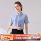 經(jīng)典故事（JANE STORY）寬松氣質(zhì)雪紡衫夏季2025新款高端白色雪紡襯衫收腰短袖襯衣女上衣 M02灰藍(lán)色 L