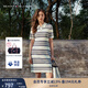 TOMMY HILFIGER25新款夏季女優(yōu)雅老錢(qián)風(fēng)亞洲版V字POLO顯瘦針織連衣裙 白藍條紋0BI M