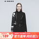 sdeer圣迪奧秋季女裝休閑時(shí)尚修身型拉鏈通勤方領(lǐng)翻領(lǐng)印花收腰短款外套女S20382207 黑色/91 M 165