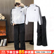 阿迪達斯 （adidas）女裝運動(dòng)服套裝25新款休閑跑步訓練夾克外套寬松時(shí)尚長(cháng)褲兩件套 白色三條紋夾克+寬松長(cháng)褲 L/170