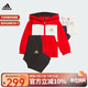 阿迪達斯（adidas）童裝春節款紅色寶寶運動(dòng)休閑長(cháng)袖連帽套裝  JF3881紅 98cm 