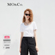 MO&Co.春夏U領(lǐng)短袖T恤LOGO膠章簡(jiǎn)約修身內搭外穿摩安珂 漂白色 建議和客服確認尺碼哦 L 170 建議和客服確認尺碼哦