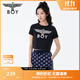BOY LONDON夏女士短袖短款LOGO印花顯瘦修身高腰T恤W01001 灰色 S