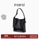 FOFO流浪包原創(chuàng  )小眾設計師油蠟皮百搭通勤大容量牛皮單肩斜挎女包 大號黑色【可裝12.9寸筆記本】