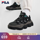 斐樂(lè )（FILA）官方加絨豌豆鞋男鞋老爹鞋運動(dòng)鞋冬季新款保暖休閑鞋 黑/夜森林綠-BM 42.5