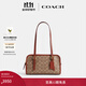 蔻馳（COACH）女士經(jīng)典標志帆布SWING拉鏈包腋下包單肩包女包 B4/棕黃色 銹紅色