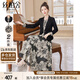 絲柏舍赫本風(fēng)套裝2025秋裝新款女長(zhǎng)袖外套搭印花連衣裙兩件套