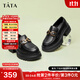 他她（TATA）英倫厚底jk樂(lè )福鞋女鞋黑色學(xué)院小皮鞋淺口單鞋子GOK02AA4 黑色 37