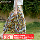 Olrain歐芮兒印花壓褶法式度假半身裙女夏季2025新款油畫(huà)風(fēng)A字裙 花色 S