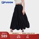 FILA FUSION斐樂(lè )潮牌女士短裙2025夏季新款休閑寬松半身裙花苞裙 正黑色-BK M 165/66A/M